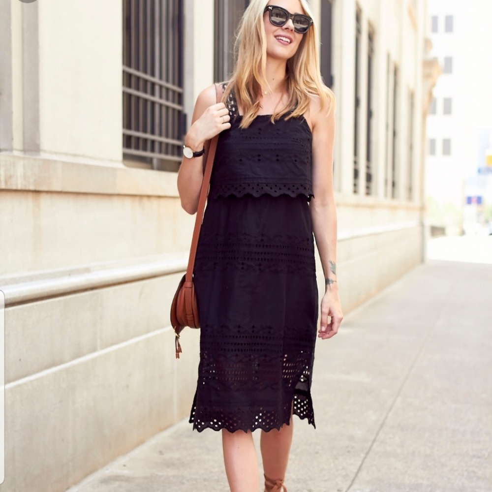 J. Crew Tiered Eyelet Sleeveless Midi Dress